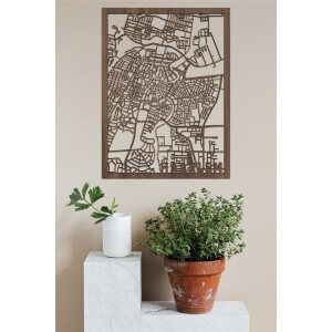 Houten Stadskaart Haarlem Notenhout 30x40cm Wanddecoratie Voor Aan De Muur City Shapes