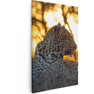 Artaza Canvas Schilderij Luipaard Tijdens De Zonsondergang - 40x60 - Foto Op Canvas - Canvas Print