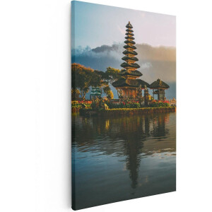 Artaza Canvas Schilderij Pura Tempel in Bali op het Meer Beratan - 40x60 - Poster Foto op Canvas - Canvas Print