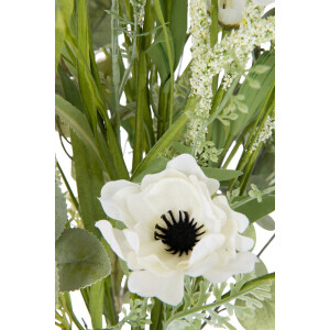 J-Line boeket Bloemen Mix - kunststof - wit