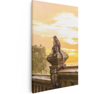 Artaza Canvas Schilderij Zonsondergang - 20x30 cm - Klein - Wanddecoratie Bali - Muurdecoratie Aap - Schilderijen Op Canvas