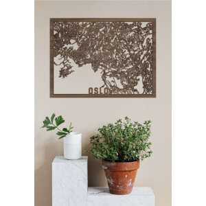 Houten Stadskaart Oslo Notenhout 100x75cm Wanddecoratie Voor Aan De Muur City Shapes