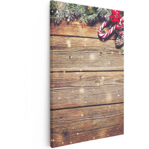 Artaza Canvas Schilderij Kerst Sfeer Achtergrond Met Dennenbomen - 40x60 - Poster Foto op Canvas - Canvas Print