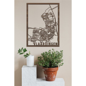 Houten Stadskaart Vlaardingen Notenhout 50x70cm Wanddecoratie Voor Aan De Muur City Shapes