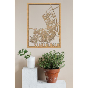 Houten Stadskaart Vlaardingen Eikenhout 100x75cm Wanddecoratie Voor Aan De Muur City Shapes
