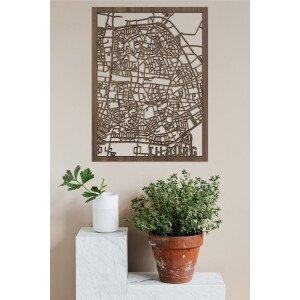 Houten Stadskaart Tilburg Notenhout 50x70cm Wanddecoratie Voor Aan De Muur City Shapes