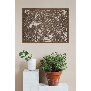 Houten Stadskaart Berlin Notenhout 50x70cm Wanddecoratie Voor Aan De Muur City Shapes