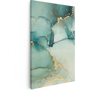 Artaza Canvas Schilderij Abstract - 60x90 cm - Wanddecoratie Goud - Muurdecoratie Woonkamer - Schilderijen Op Canvas Groen