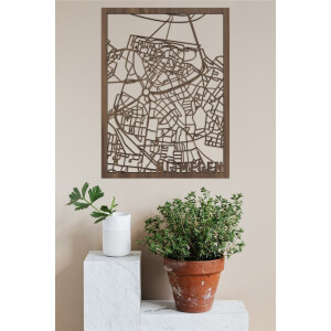 Houten Stadskaart Nijmegen Notenhout 50x70cm Wanddecoratie Voor Aan De Muur City Shapes