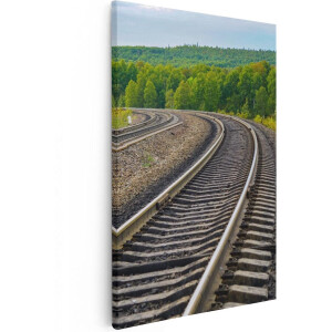 Artaza Canvas Schilderij Rails Spoorwegen In Een Bocht - 20x30 - Klein - Foto Op Canvas - Canvas Print