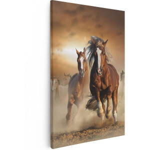 Artaza Canvas Schilderij Wilde Paarden In Het Zand - 20x30 - Klein - Foto Op Canvas - Canvas Print