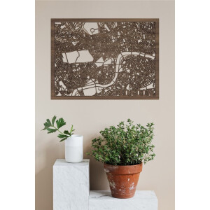 Houten Stadskaart London Notenhout 50x70cm Wanddecoratie Voor Aan De Muur City Shapes
