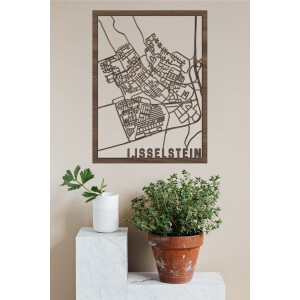 Houten Stadskaart IJsselstein Notenhout 100x75cm Wanddecoratie Voor Aan De Muur City Shapes