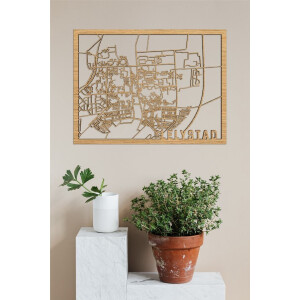 Houten Stadskaart Lelystad Eikenhout 50x70cm Wanddecoratie Voor Aan De Muur City Shapes