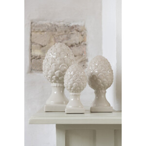 J-Line decoratie Dennenappel - porselein - beige - small