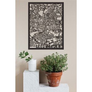 Houten Stadskaart Leeuwarden Zwart Mdf 50x70cm Wanddecoratie Voor Aan De Muur City Shapes