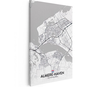 Artaza Canvas Schilderij Plattegrond Almere-Haven - 20x30 cm - Klein - Muurdecoratie Woonkamer - Wanddecoratie Minimalistisch - Kamer Accessoires