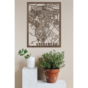Houten Stadskaart Veenendaal Notenhout 100x75cm Wanddecoratie Voor Aan De Muur City Shapes
