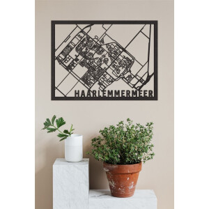 Houten Stadskaart Haarlemmermeer Zwart Mdf 30x40cm Wanddecoratie Voor Aan De Muur City Shapes