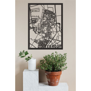 Houten Stadskaart Oosterhout Zwart Mdf 100x75cm Wanddecoratie Voor Aan De Muur City Shapes