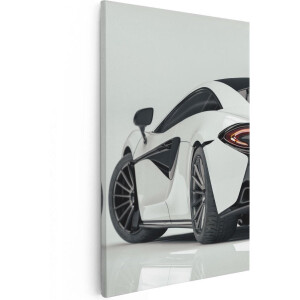 Artaza Canvas Schilderij Witte Sportwagen Auto  - 80x120 - Groot - Foto Op Canvas - Canvas Print