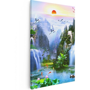 Artaza Canvas Schilderij Watervallen In De Bergen - Abstract - 40x60 - Foto Op Canvas - Canvas Print