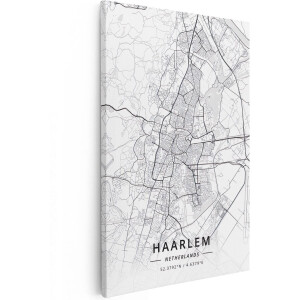 Artaza Canvas Schilderij Stadsplattegrond Haarlem - 60x90 cm - Wanddecoratie Wereldkaart - Muurdecoratie Minimalistisch - Schilderijen Op Canvas Nederland