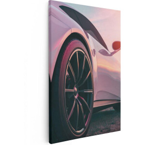 Artaza Canvas Schilderij Witte Sportwagen Auto - 60x90 - Foto Op Canvas - Canvas Print