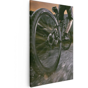 Artaza Canvas Schilderij Mountainbike - 40x60 cm - Wanddecoratie Fiets - Muurdecoratie Bergen - Schilderijen Op Canvas