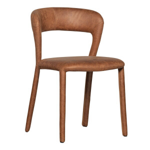 WOOOD Eetkamerstoel 'Noble' Lederlook, kleur Cognac