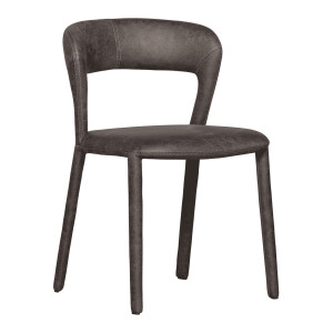 WOOOD Eetkamerstoel 'Noble' Lederlook, kleur Antraciet