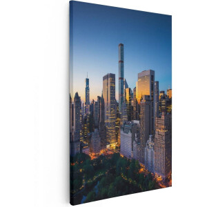 Artaza Canvas Schilderij New York Bij Zonsopgang - 80x120 cm - Groot - Wanddecoratie Woonkamer - Schilderijen - Muurdecoratie