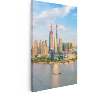 Artaza Canvas Schilderij Skyline Shanghai Stad in China - 40x60 - Poster Foto op Canvas - Canvas Print