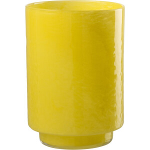 J-Line vaas Cilinder Reliëf - glas - geel - medium