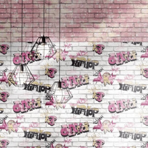 Noordwand Behang Urban Friends & Coffee Bricks roze en wit
