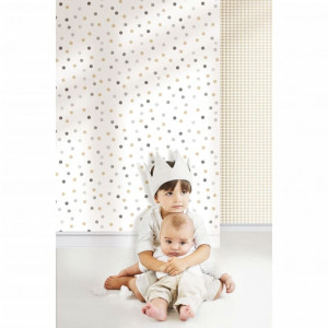 Noordwand Behang Mondo baby Confetti Dots wit/grijs/beige