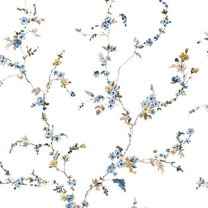Noordwand Behang Blooming Garden 6 Floral Strands wit en blauw