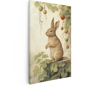 Artaza Canvas Schilderij Konijn op zoek naar Eten - Tekening - 40x60 - Foto Op Canvas - Canvas Print