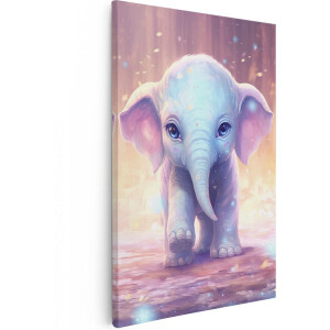 Artaza Canvas Schilderij Baby Olifant - 20x30 cm - Klein - Muurdecoratie Jongenskamer - Wanddecoratie Dieren - Kamer Accessoires