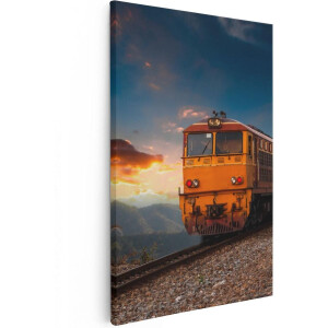 Artaza Canvas Schilderij Trein tussen de Bergen in Thailand - 40x60 - Poster Foto op Canvas - Canvas Print