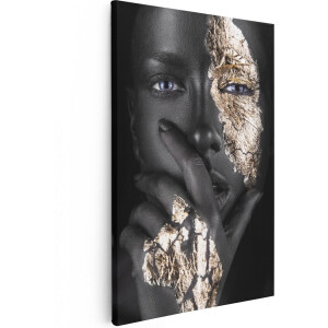 Artaza Canvas Schilderij Gouden Vrouw Gezicht - 20x30 - Klein - Foto Op Canvas - Canvas Print