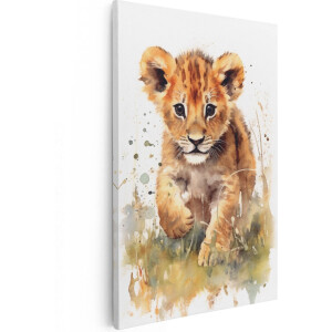 Artaza Canvas Schilderij Baby Leeuw - Welp - 20x30 - Klein - Foto Op Canvas - Canvas Print