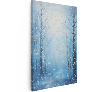 Artaza Canvas Schilderij Winterlandschap Bos - 80x120 cm - Groot - Wanddecoratie Bomen - Muurdecoratie Sneeuw - Schilderijen Op Canvas