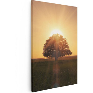 Artaza Canvas Schilderij Zonsondergang Achter Een Grote Boom - 80x120 - Groot - Foto Op Canvas - Canvas Print