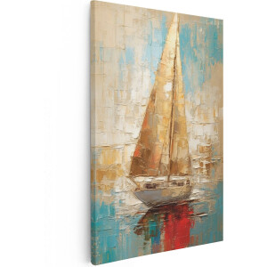 Artaza Canvas Schilderij Zeilboot - 60x90 cm - Wanddecoratie Zee - Muurdecoratie Boot - Schilderijen Op Canvas Abstract
