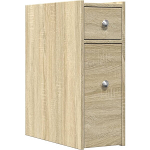 vidaXL - Badkamerkast - smal - met - wielen - bewerkt - hout - sonoma - eikenkleurig