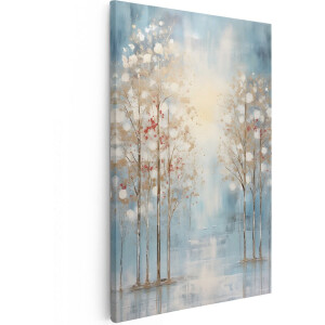 Artaza Canvas Schilderij Wintersbos - Olieverf Tekening - 40x60 - Foto Op Canvas - Canvas Print
