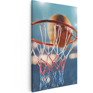 Artaza Canvas Schilderij Basketbal - 60x90 cm - Wanddecoratie Sport - Muurdecoratie Basket - Schilderijen Op Canvas