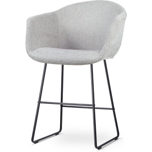 Nolon Nino-Otis Barkruk Lichtgrijs - met Armleuning - Zwart Onderstel - 65 cm - Stof - Kookeiland - Barkruk met Rugleuning