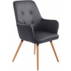 Fauteuil - Stoel - Scandinavisch design - Hoge rugleuning - Comfortabel - Kunstleer - Zwart - 67x63x95 cm